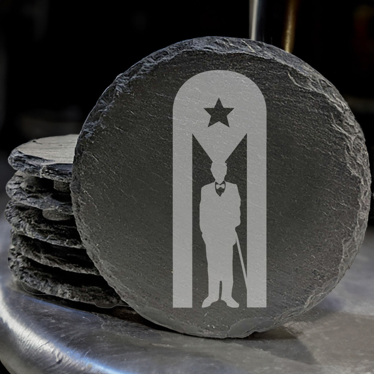 Porta vasos de la bandera Puerto Rico con Pedro Albizu Campos en piedra