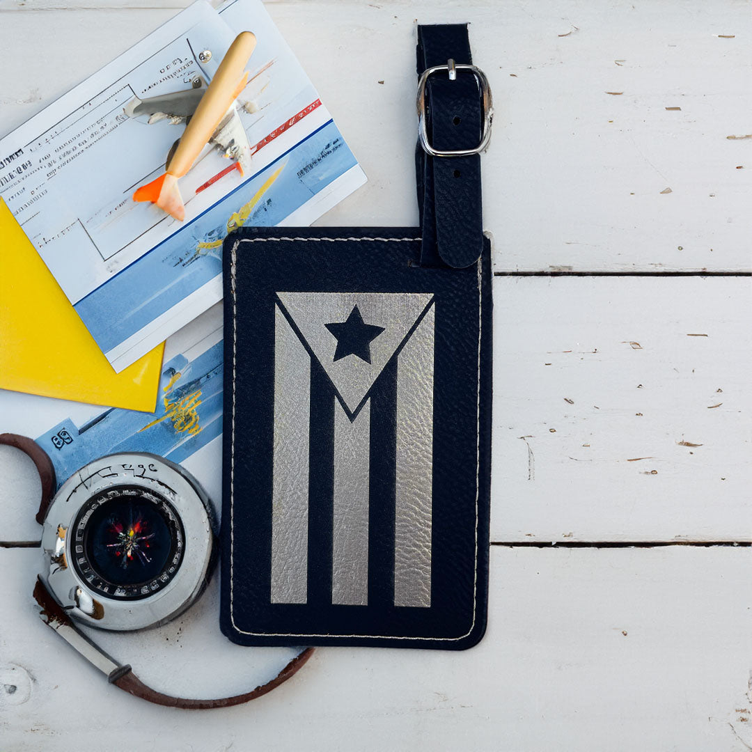 Bandera de Puerto Rico - etiqueta de viaje