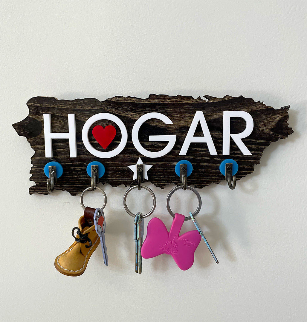 Llavero de pared mapa de Puerto Rico - Hogar