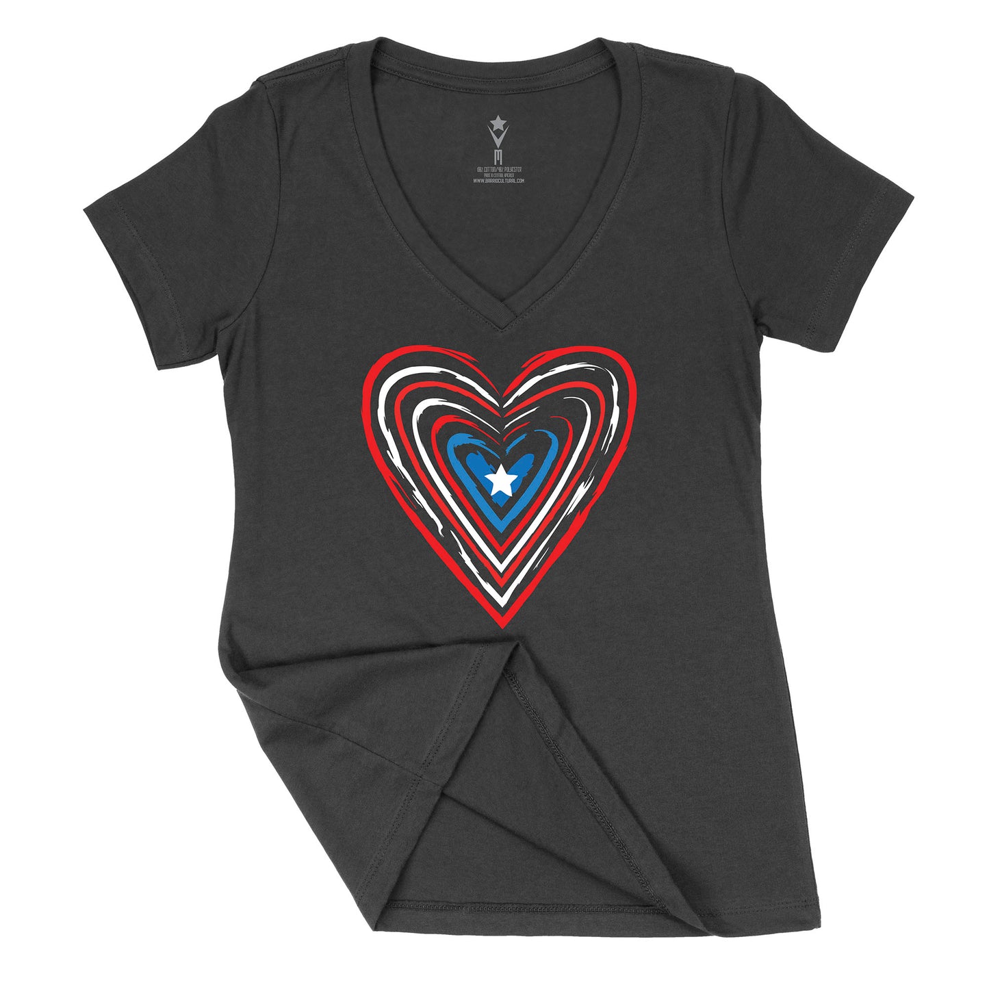 Corazón boricua v-neck - Mujer