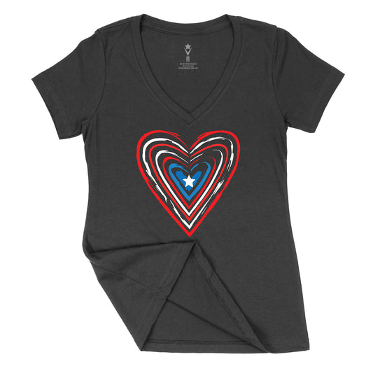 Corazón boricua v-neck - Mujer
